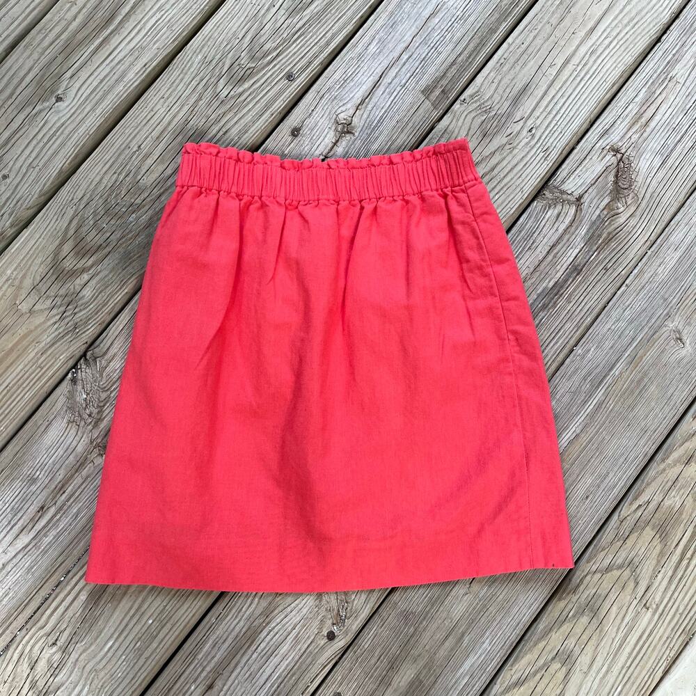 J Crew Factory Women's Bright Pink Linen Blend Pull On Mini Skirt Size 2